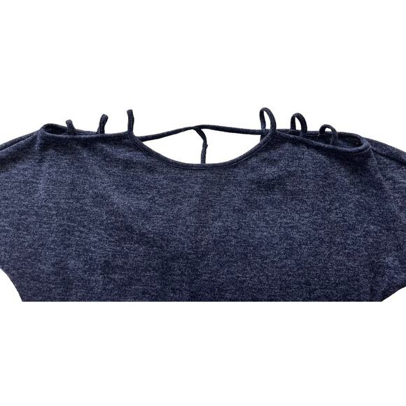 CES FEMME 3/4 SLEEVE COLD SHOULDER SWEATER TOP, WOMENS, L, DARK HEATHER BLUE - Picture 2 of 10